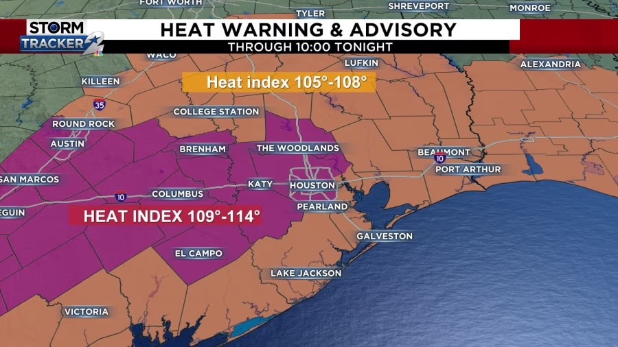 First heat warning of the year in Houston! Heat index from 108