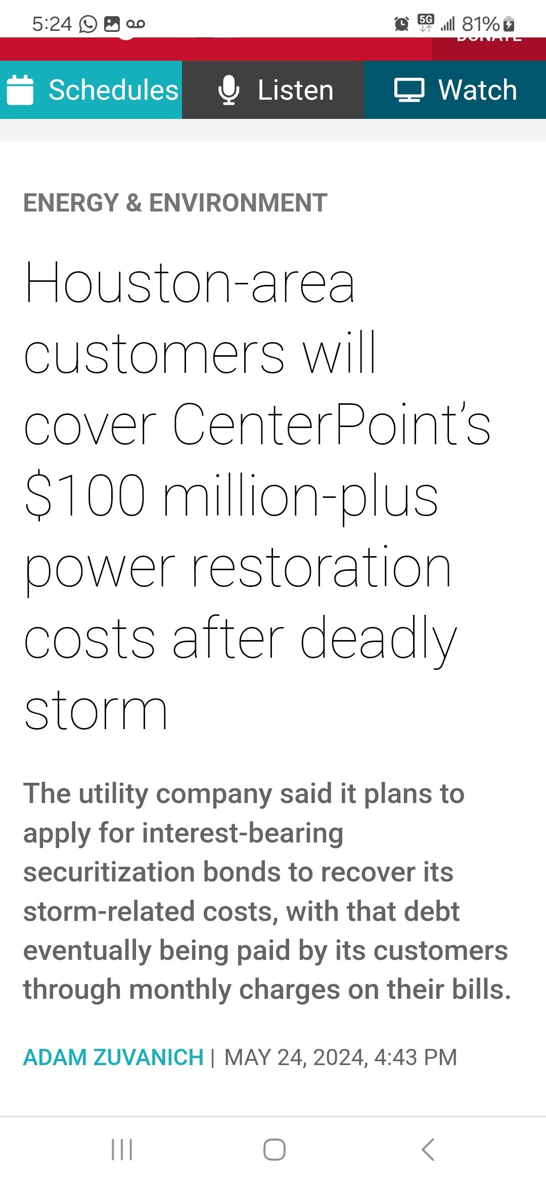 Houston Electric Rates Expect higher electricity rates. Centerpoint has already applie