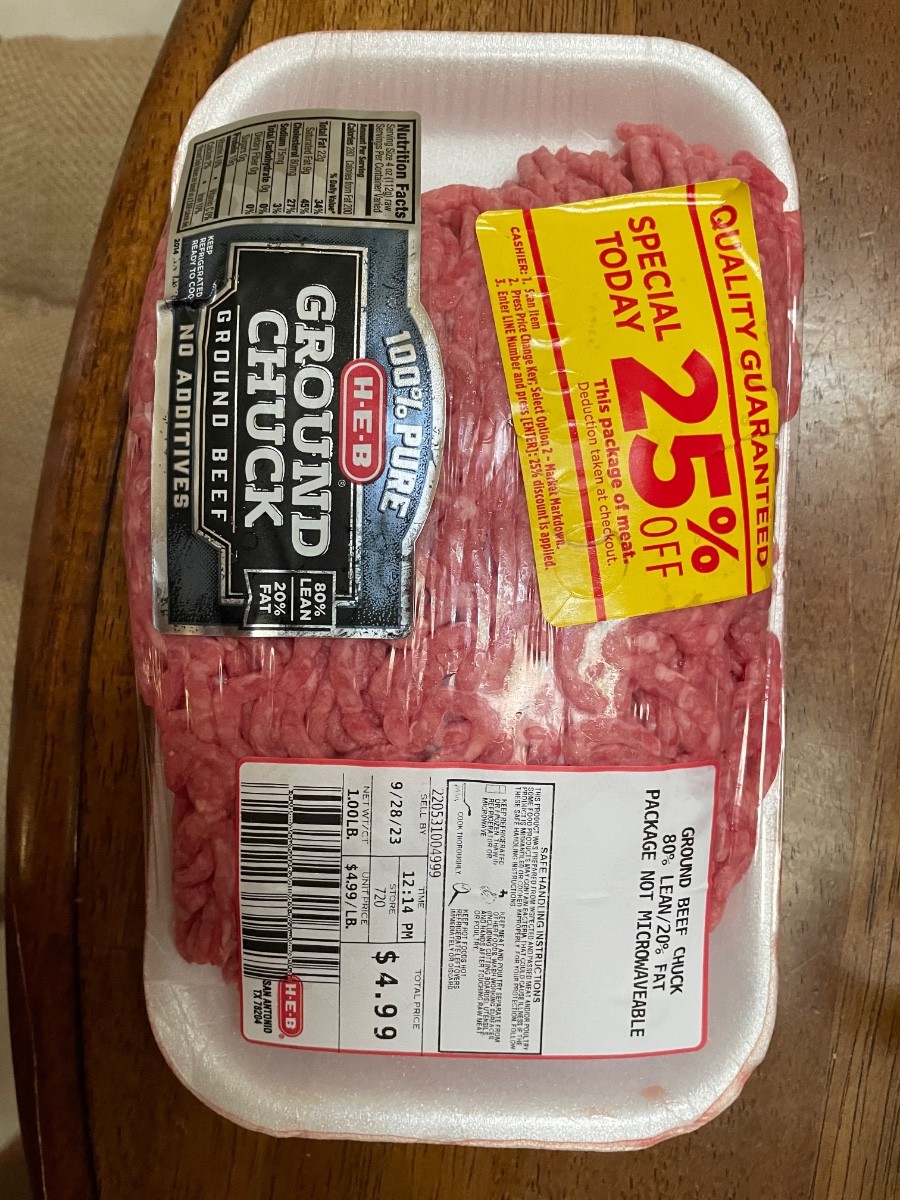 Re marked 25 HEB meat no auto ring up need associate