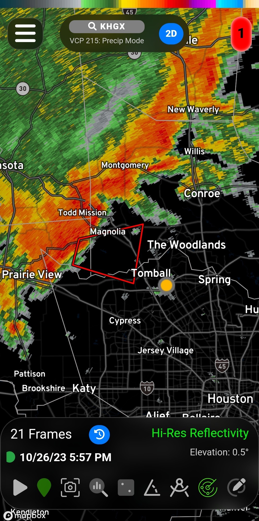Tornado warning (updated to Conroe)