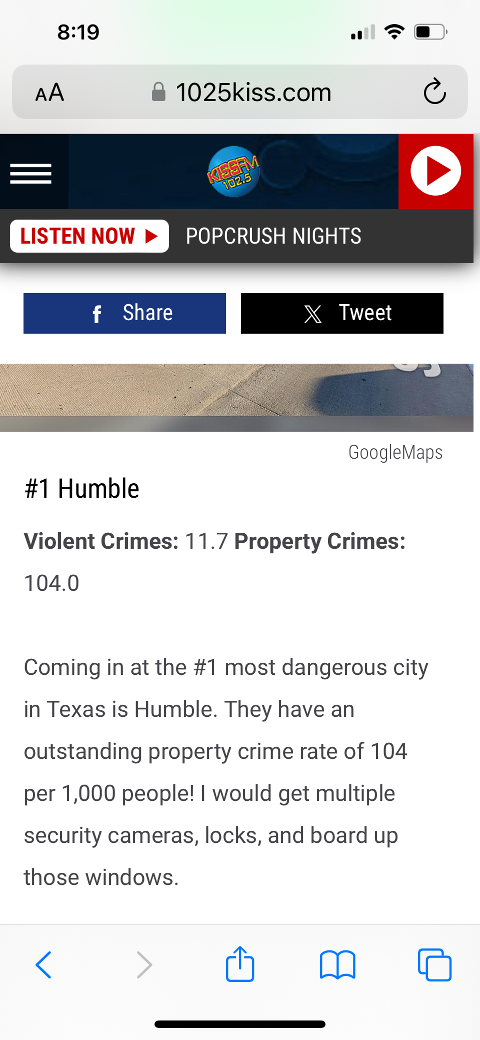 Humble highest crime ranked 1 again in Texas