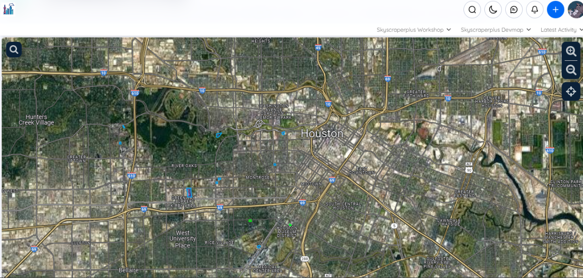 New development map on developments going up in Houston, blue pr