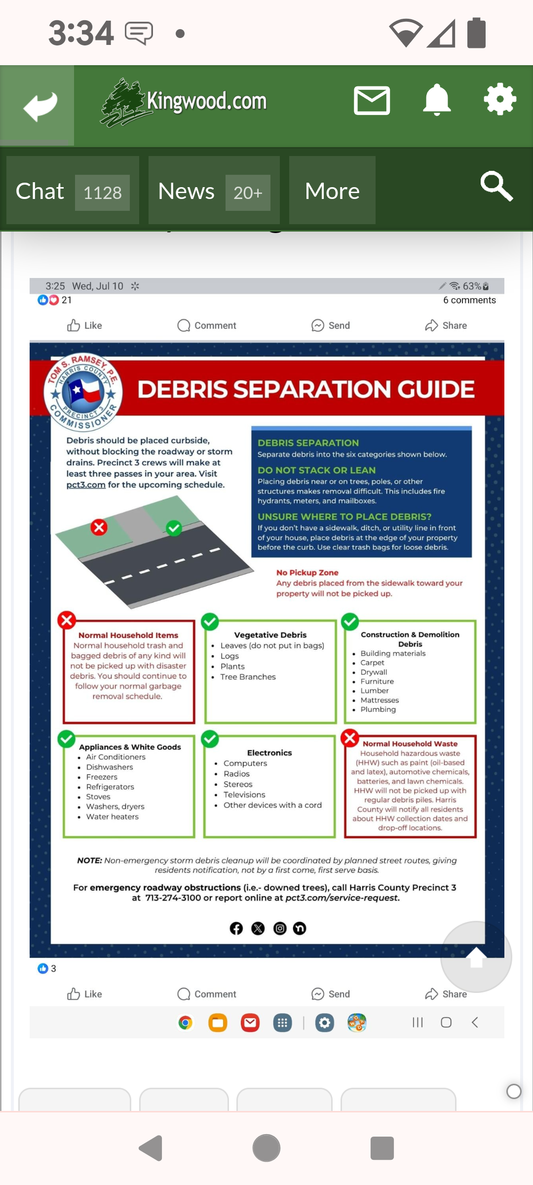 Harris county debris pickup - no trash bags.