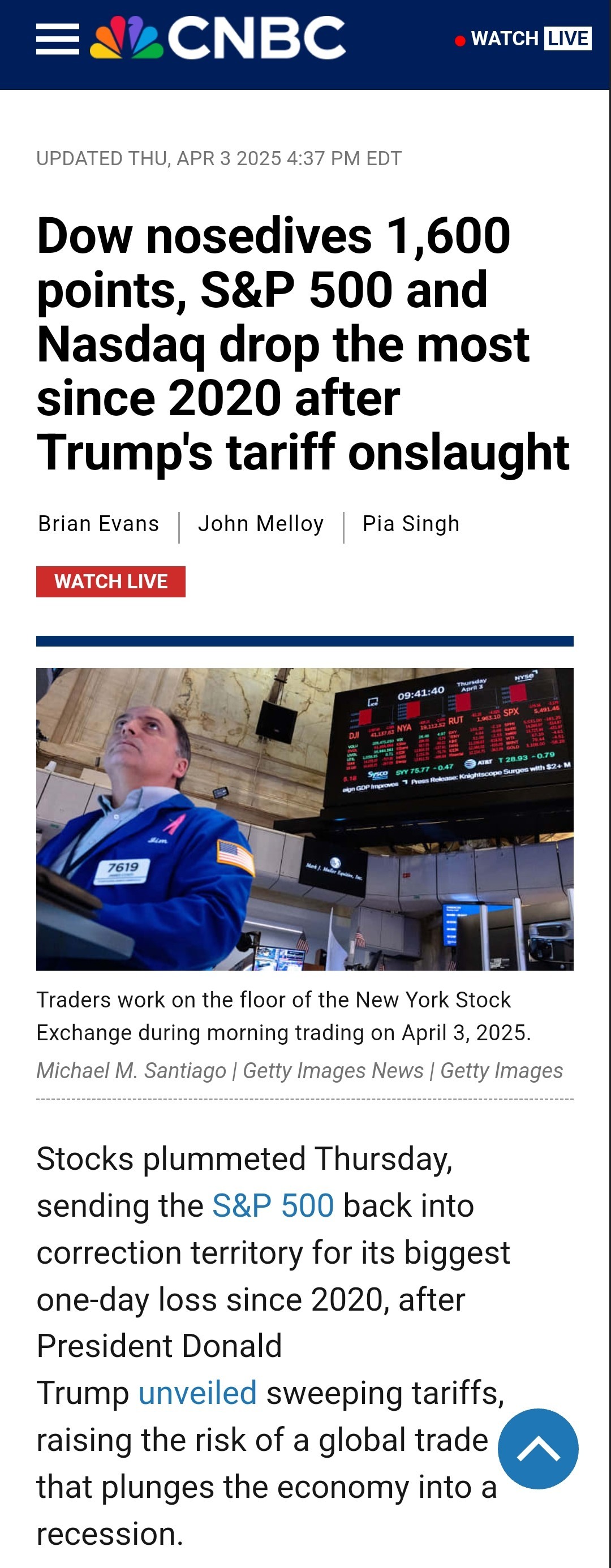 Nasdaq Drop Dow nosedives over 1,600 points, S&P 500 and Nasdaq drop the mos