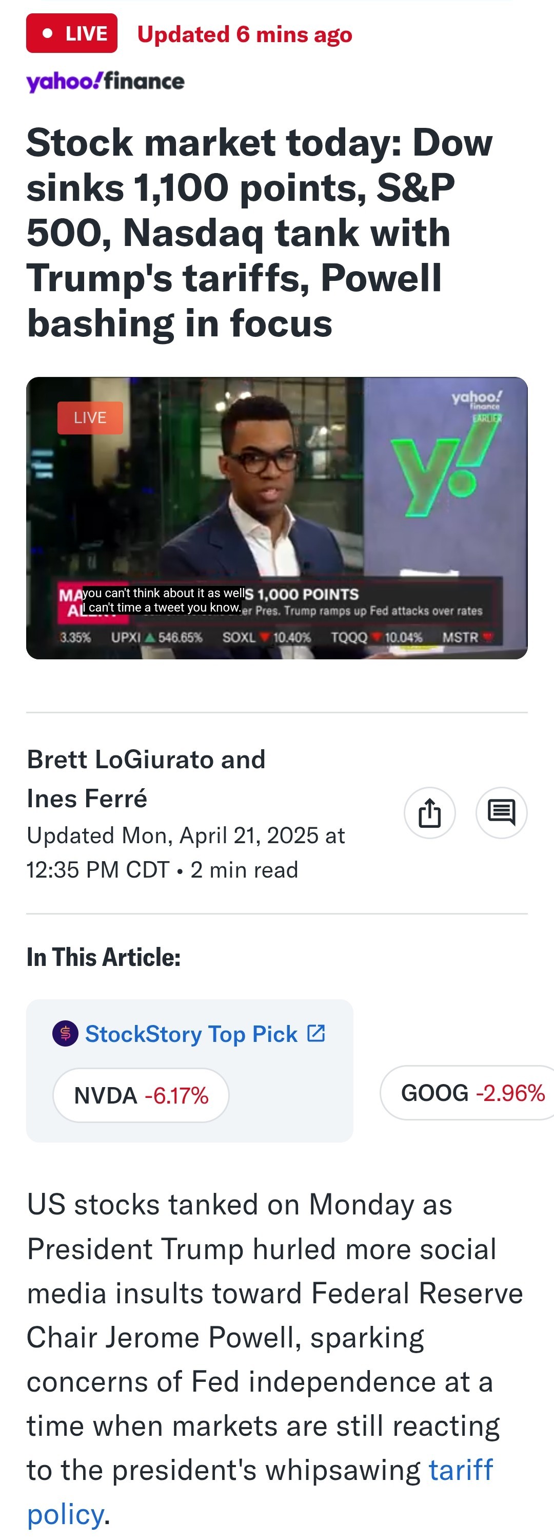 DOW TUMBLES MORE THAN 800 POINTS AS TARIFF UNCERTAINTY AND AI visual data 6