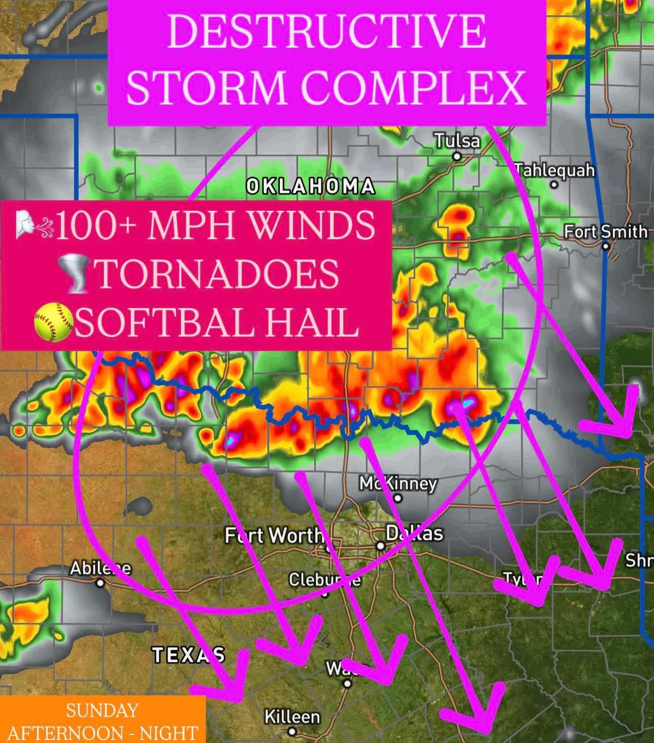 DALLAS - Derecho expected TONIGHT w/ softball size hail!