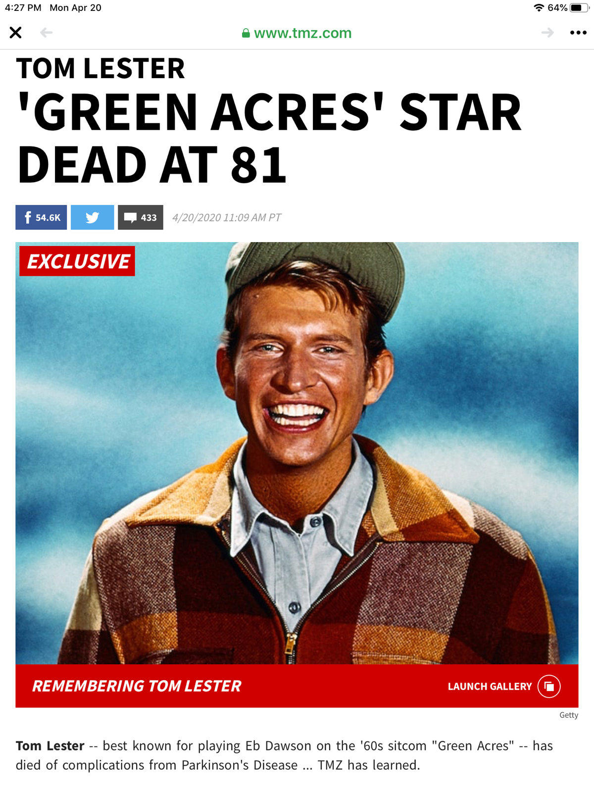 The actor who played Eb, from the Green Acres tv show, has die, image size:1200x1600